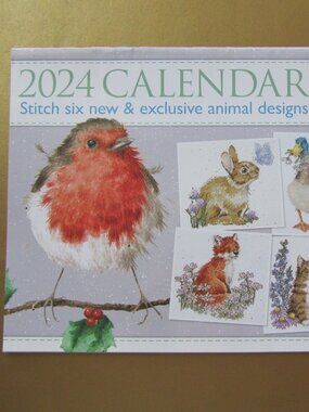 2024 Wrendale Designs Calendar 6 Cross Stitch Patterns Artwork by Hannah Dale